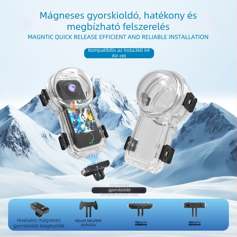Insta360 X4 Airhez teljesen láthatatlan búvártok — mágneses gyorskioldó, PC burkolat, vízálló