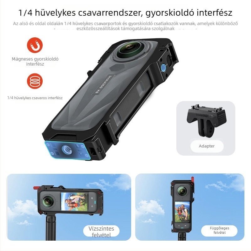 Opato Alumínium ötvözet védőkeret az Insta360 X5 Rabbit Cage-hez – Kompatibil Shadow Stone 360 X5 Rabbit Cage-sel