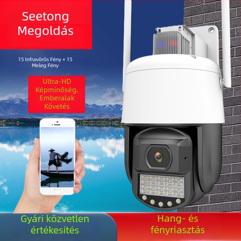Seetong fekete fényű, teljes színű gömb alakú megfigyelő kamera, kültéri Wi‑Fi HD, távoli hozzáférés