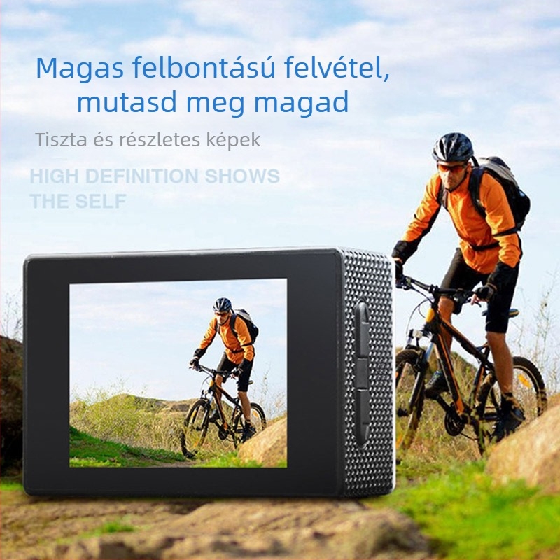Sportos akciókamera 12 MP, 2,0 hüvelykes LCD, TF tárhely, ABS ház, 120 perc akkumulátor