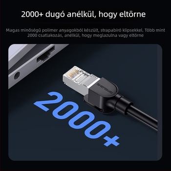 Cat6 árnyékolt Ethernet-kábel, 26AWG oxigénmentes réz, RJ45 csatlakozó, 1Gbps