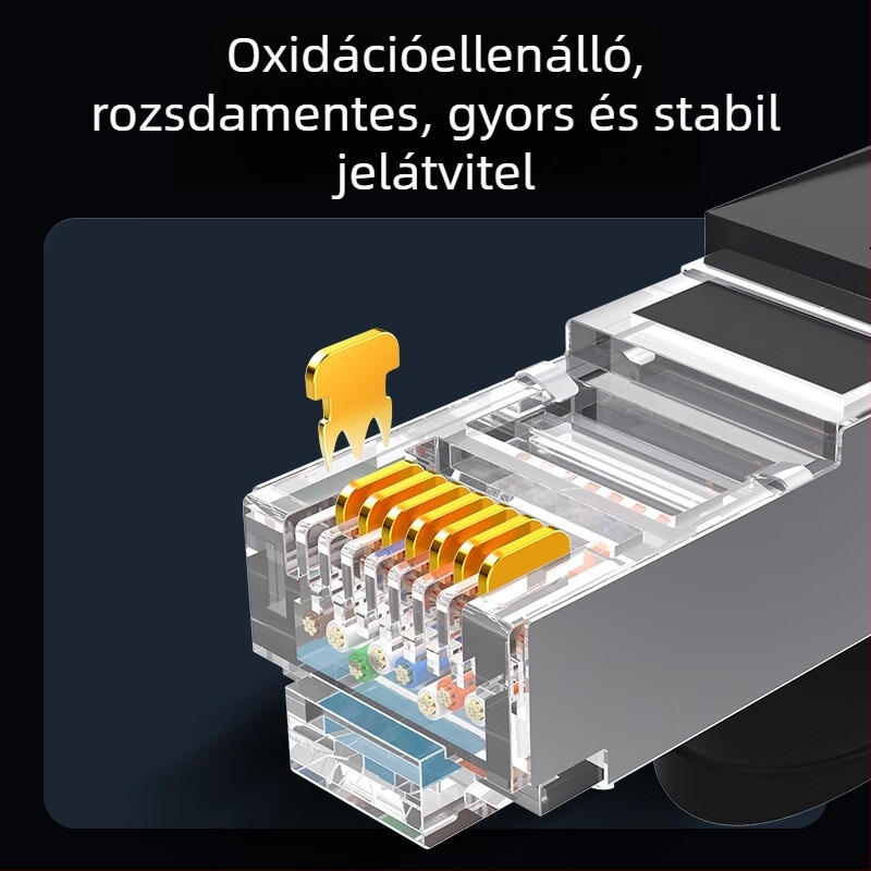 Cat6 árnyékolt Ethernet-kábel, 26AWG oxigénmentes réz, RJ45 csatlakozó, 1Gbps