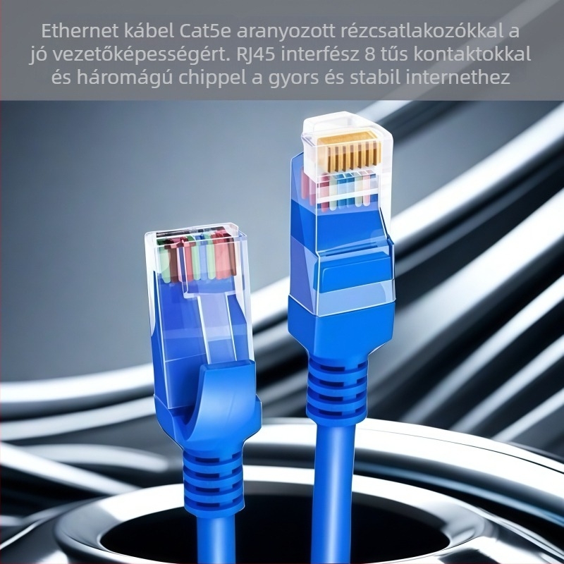Category 5e hálózati patch kábel, RJ-45 csatlakozó, árnyékolatlan, csavart érpár, 100 Mbps