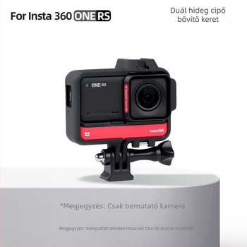 Insta360 One RS védőkeret hideg cipővel; anyag: ABS + szilikon spray; tartozékok: keret, alap és csavar; kompatibil Insta360 One RS