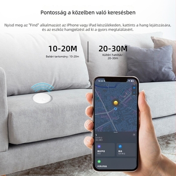Apple Find My nyomkövető, BL005S modell, iOS-kompatibilis, CR23032 akkumulátor, 50 m vezeték nélküli hatótávolság