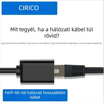 RJ45 hálózati bővítő kábel, CAT5E FTP 26AWG, tömör réz, férfi–női csatlakozó, átviteli sebesség 150