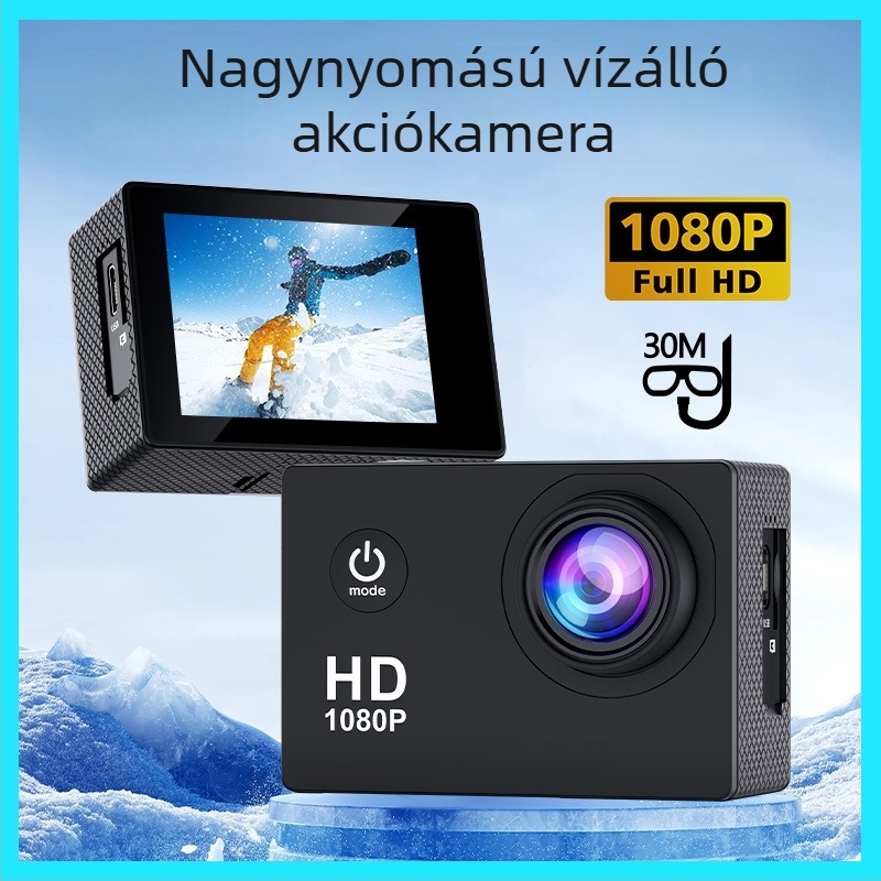 Akciókamera 12 MP, 1080p videó, 2,0 hüvelykes LCD, TF kártya támogatás, vízálló