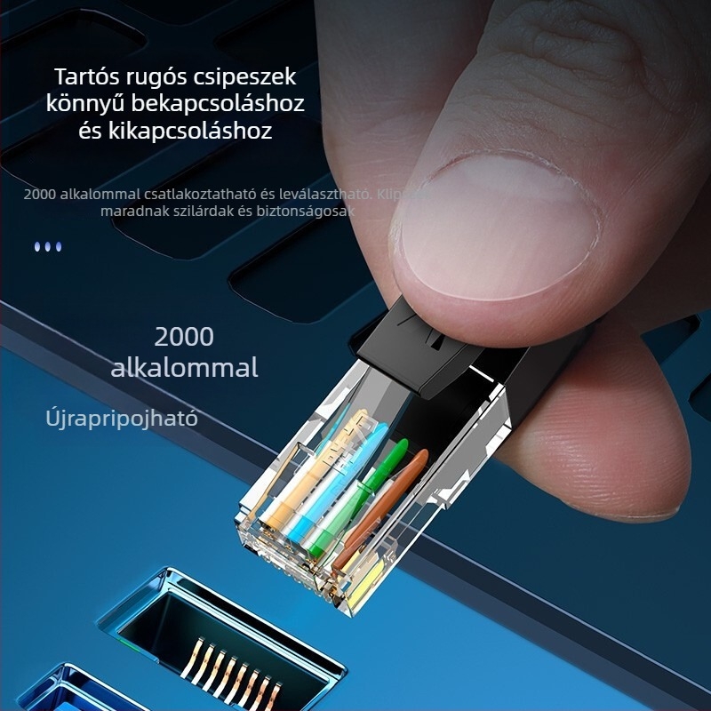 Cat6 Ethernet-kábel, 24 AWG oxigénmentes réz, árnyékolatlan, RJ-45 csatlakozó, 1 Gbps