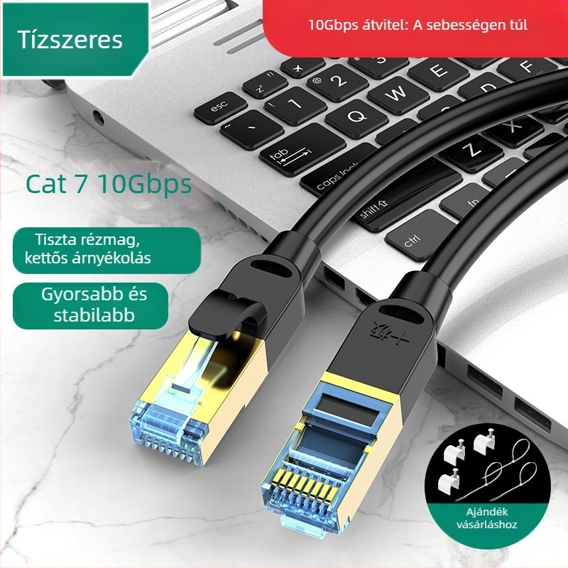 Cat7 patch Ethernet kábel, RJ-45, 1m/2m/3m, 8 vezető, 10Gbps