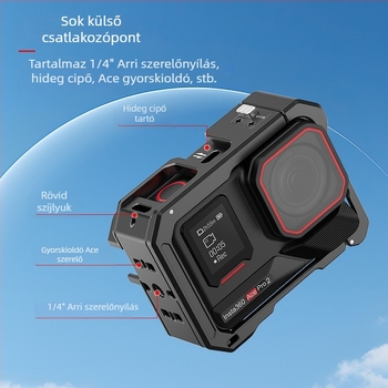 Hepail Insta360 Ace Pro 2 alumíniumötvözet cage keret vízszintes és függőleges felvételhez