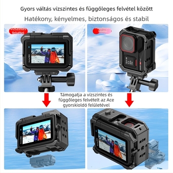 Hepail Insta360 Ace Pro 2 alumíniumötvözet cage keret vízszintes és függőleges felvételhez