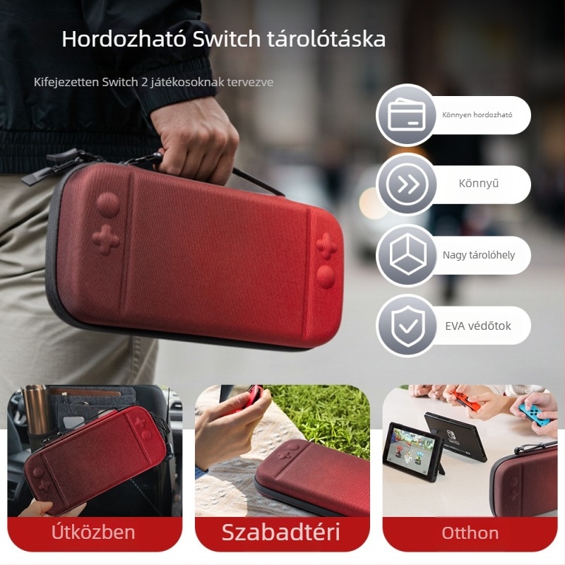 Switch 2 tárolótok, hordozható vízálló kemény tok a konzolhoz