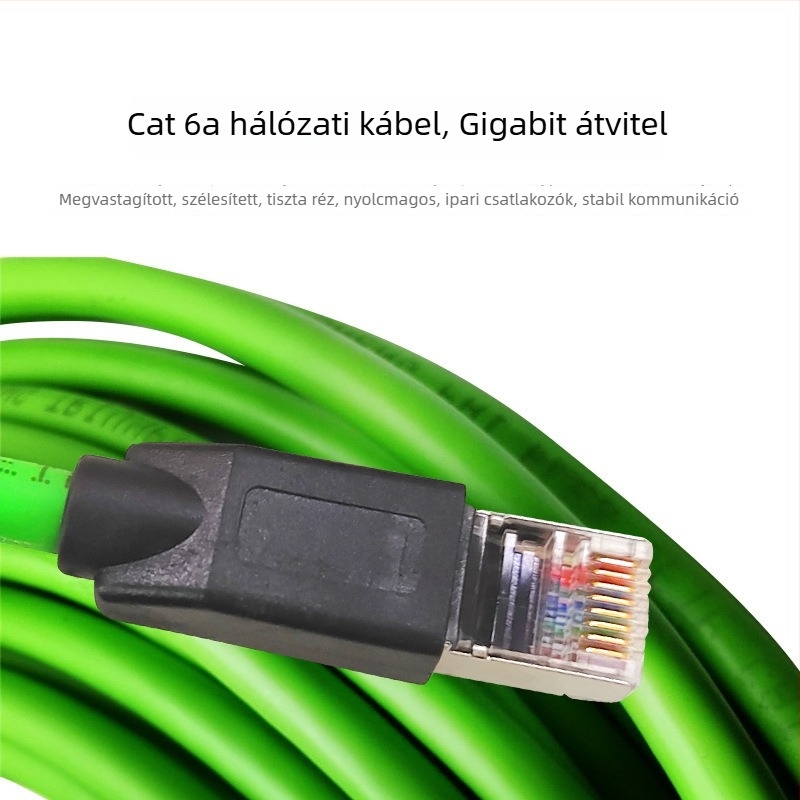 Ipari védett, rugalmas CAT6 hálózati kábel Profinet és EtherCAT számára, 10 Gbps, RJ-45 csatlakozó, oxigénmentes réz, PVC, vezető Ø 6,2 mm, OEM feldolgozás