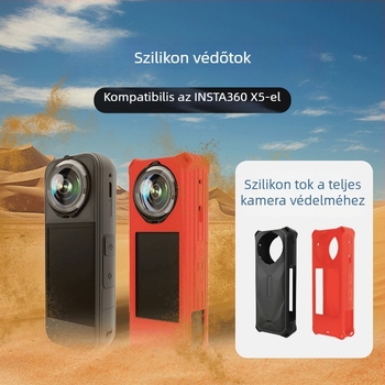 Szilikon védőtok Insta360 X5-höz, ütésálló; tartozékok: lencsevédő és kézre rögzíthető pánt; logónyomtatás elérhető; 3 garancia az értékesítés utáni szolgáltatásban
