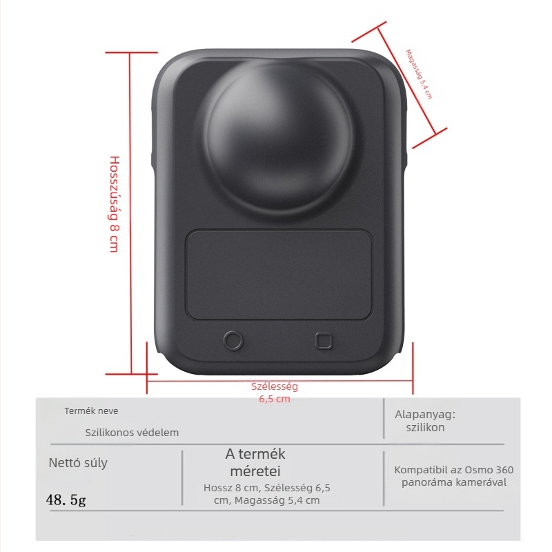 Dji Osmo 360 szilikon objektívvédő burkolat – Panorámas kamera, teljes lefedettség, egyedi logó, 48 g, tartalmaz OPP zacskót
