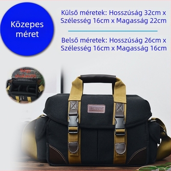 Nagy kapacitású DSLR fényképezőgép-táska crossbody kialakítással, retro vászon dizájn, mindennapi kamera táska