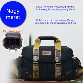 Nagy kapacitású DSLR fényképezőgép-táska crossbody kialakítással, retro vászon dizájn, mindennapi kamera táska