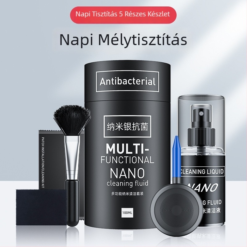 Minden célú tisztító készlet billentyűzetekhez, mobiltelefonokhoz, LCD kijelzőkhöz és fényképezőgépekhez – tartalmaz felületaktív anyagokat és tiszta vizet; OEM feldolgozás; nyomtatott logó