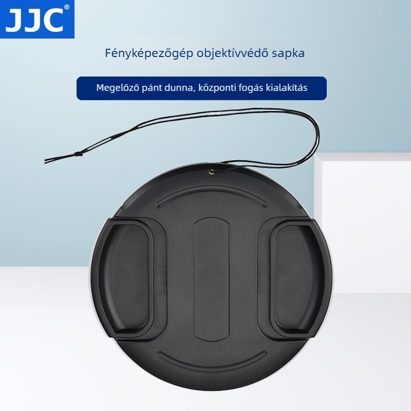 JJC objektívfedél LC-sorozat középső csippentő mechanizmussal és zsinórral az elvesztés ellen, univerzális kompatibilitás, tömeg 0,038 kg
