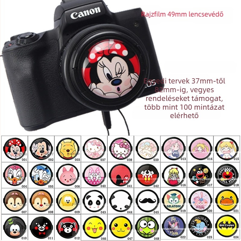 Canon 49mm objektív sapka Cartoon stílusban, anti-lost zsinórral, modell gai46