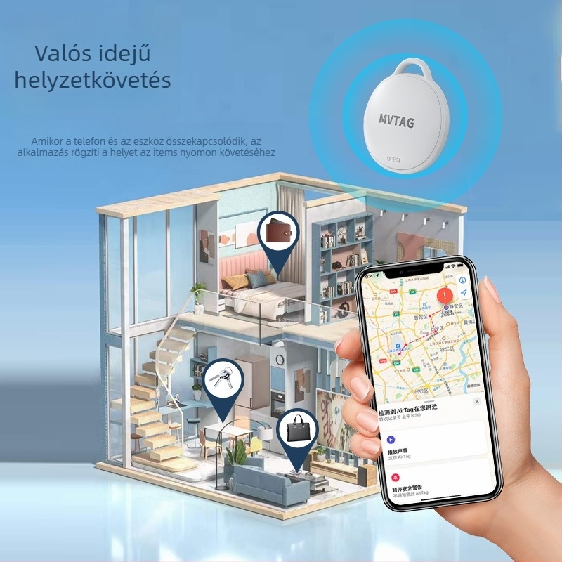 Okos háziállat nyomkövető, modell F6; Bluetooth interfész, iOS-kompatibilitás, 210mAh CR2032-elem, vízálló