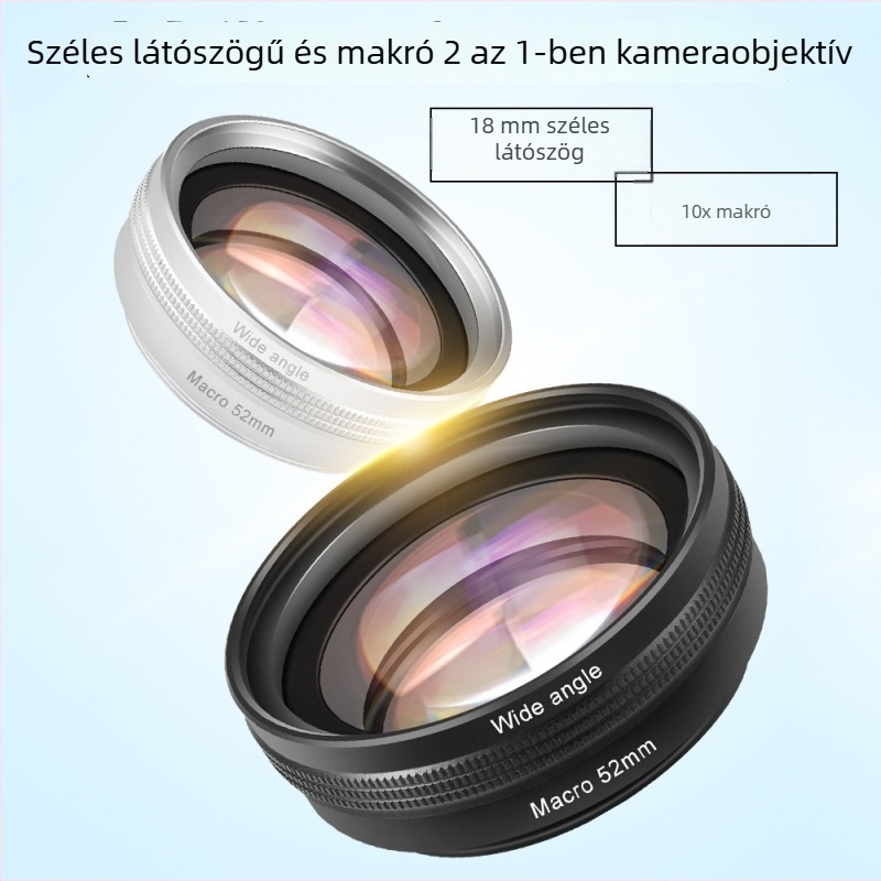 Sonyhoz készült 2-in-1 széles-makro objektív ZV1/RX100M7 és Canon G7X sorozathoz, 18 mm-es fókusztáv, 0,75x széles látószög, 58 mm-es szűrő, Sony bajonett