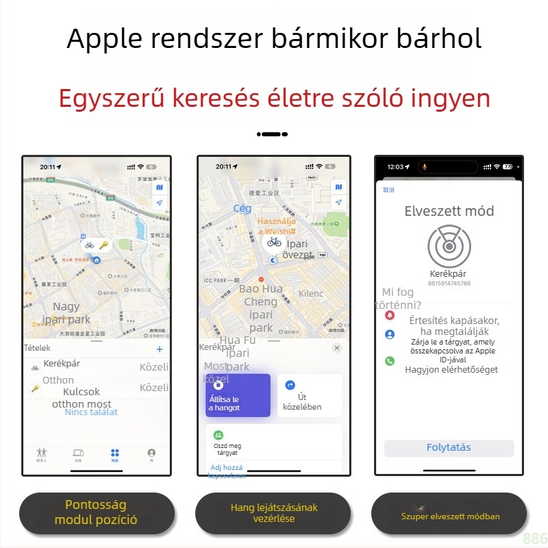 Kerékpár GPS tracker – nyomkövetés, lopás elleni védelem, AirTag-stílusú nyomkövetés