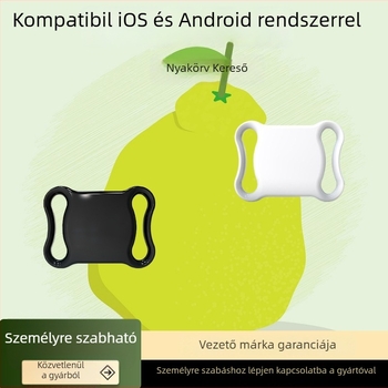 GPS nyomkövető kisállatoknak, anti‑lost eszköz macskáknak és kutyáknak, nyakörv Airtag tracker, Modell F2, ABS, CR2032 elem, súly 9,3 g