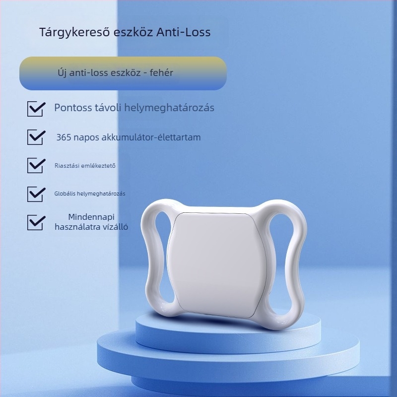 GPS nyomkövető kisállatoknak, anti‑lost eszköz macskáknak és kutyáknak, nyakörv Airtag tracker, Modell F2, ABS, CR2032 elem, súly 9,3 g