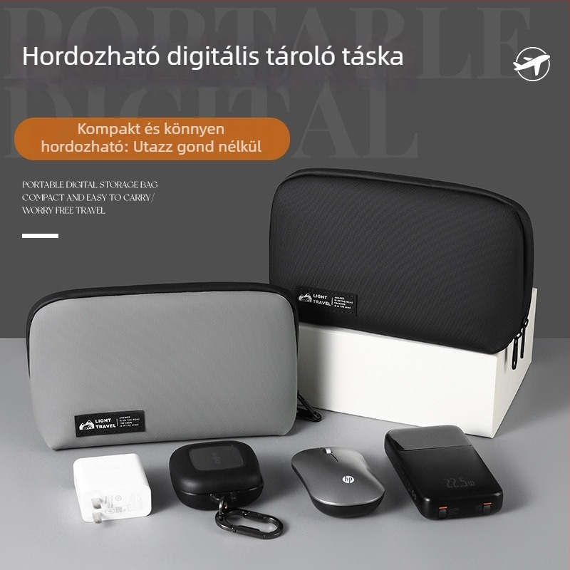Kábelek és akkumulátorok tárolására szolgáló digitális táska, kézben tartható utazótáska, többfunkciós elektronikai tok