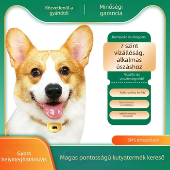 GPS nyomkövető háziállatoknak, vízálló Level 7, modell YC-G1, 128MB memória, GPS pontosság ~2 m, riasztások: rezgés, áramkimaradás, SOS, geofence