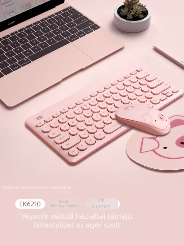 EK6210 vezeték nélküli billentyűzet–egér készlet (USB billentyűzet, USB egér; 2400dpi optikai érzékelő; Plug-and-Play; 1 éves garancia)