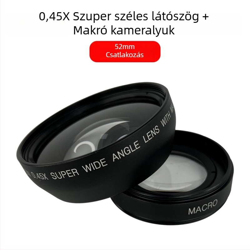 Kétfunkciós ultraszéles-látószögű makro objektív fix fókuszú, kamerahoz – 18 mm, f/2.0, szűrőátmérő 52 mm, modell JV-CL52