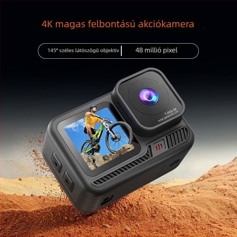 4K vízálló akciókamera dupla kijelzős, WiFi, 128GB tárhely