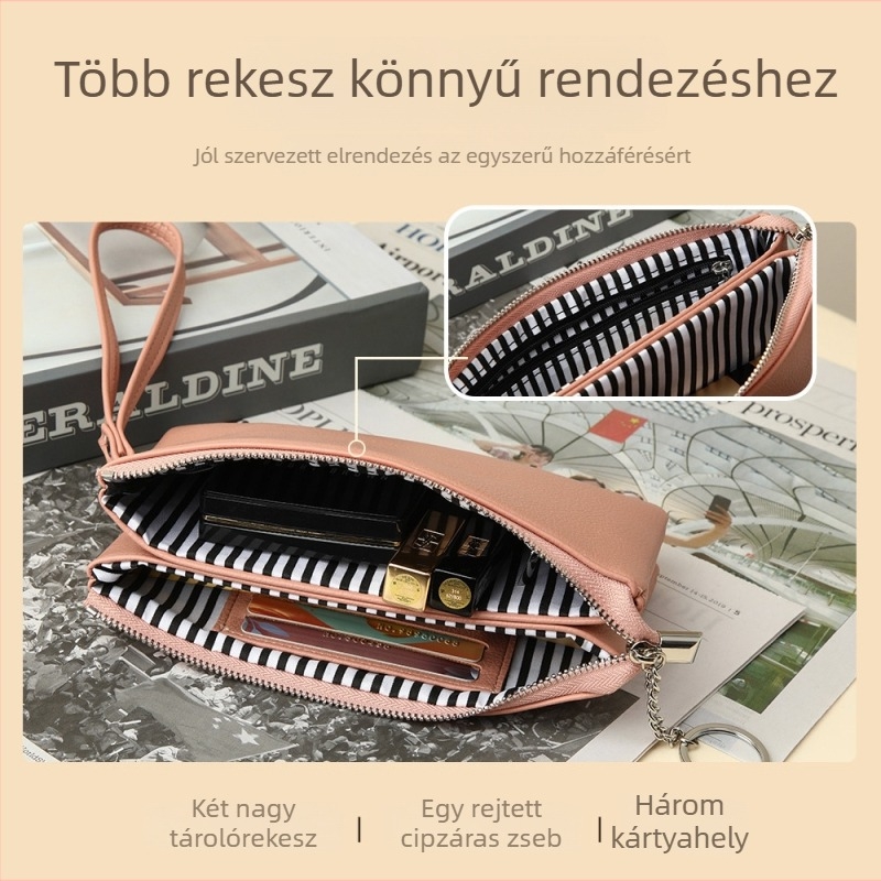 ProsperVogue PU bőr női pénztárca és telefon táska, ultra könnyű, vízálló, nagy kapacitás, városi minimalizmus, egységes színű