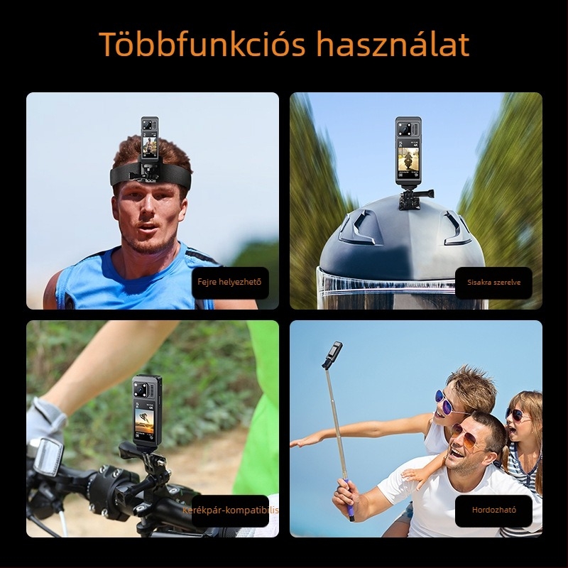 HY-X9 360° panorámás akciókamera motorkerékpárhoz, 30 MP, TF kártya tárhely, 2.0 LCD display, 4 óra akkumulátor-élettartam, ABS ház, képstabilizálás