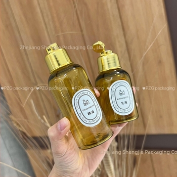 PET palack flip-kapussal fürdőolajhoz és kozmetikai csomagoláshoz — Blow molding, címkézés, kupak tartozék