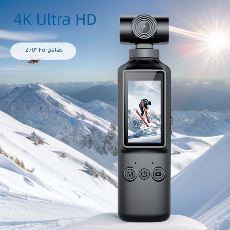 Kézi 4K akciókamera 1,99 hüvelykes LCD-vel, TF-kártya támogatás, ABS ház, üzemideje 2 óra