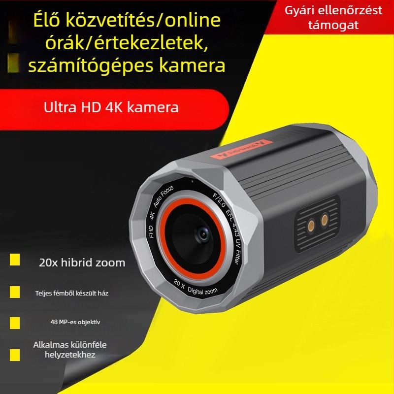 4K élő közvetítőkamera CMOS 48MP szenzorral, 3840x2160 felbontás, távirányító, éjjellátás