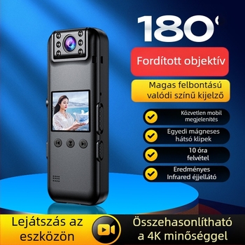 Aivalo A81 4K hordozható videórögzítő, 1,3 hüvelykes LCD-vel, TF memóriakártya, éjszakai látás, képstabilizáció, hátsó klipsz