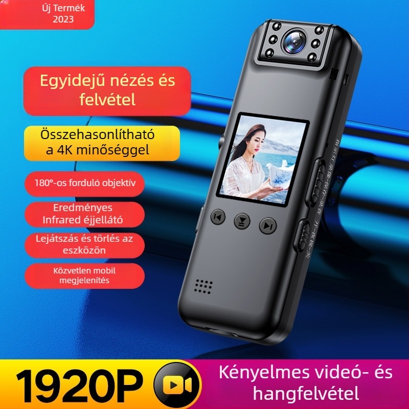 Aivalo A81 4K hordozható videórögzítő, 1,3 hüvelykes LCD-vel, TF memóriakártya, éjszakai látás, képstabilizáció, hátsó klipsz
