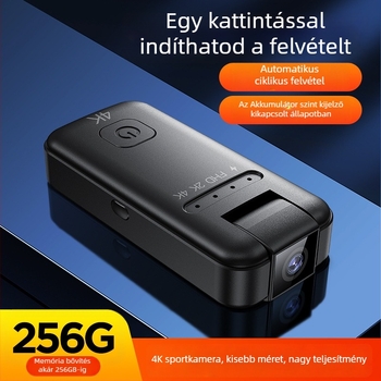 toll-stílusú 4K kamera beépített mikrofonnal, kompakt videófelvevő, 4K/2K/FHD, akár 256 GB tárolásig, kb. 120 perc akkumulátor, LCD-kijelző nélkül