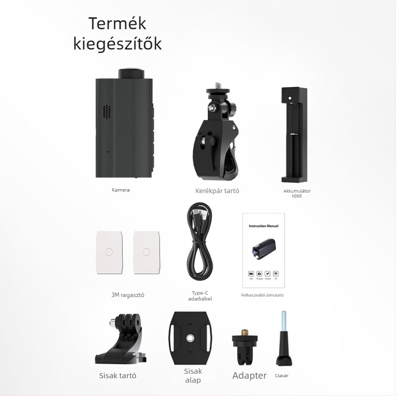 M101 sisakkamera 1080p, 1000mAh akkumulátor, microSD tárolás, fém tokozás, 1 év garancia