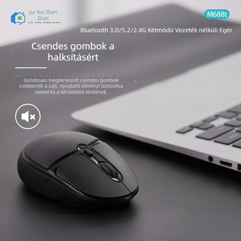 M688T vezeték nélküli egér – 3 gomb, kettős mód: 2.4G és Bluetooth, csendes működés, Plug-and-Play