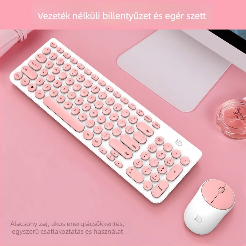 Vezeték nélküli billentyűzet és egér készlet: 2,4G vezeték nélküli kapcsolat, USB billentyűzet- és egér interfészek, 1600 DPI, ergonikus kialakítás, vízálló