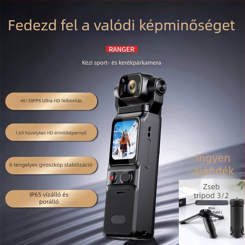 Kültéri sportkamera, 4K Ultra-Clear, vízálló, rezgések elleni képstabilizáció, érintőképernyő, TF-kártya tárhely (4K Ultra-Clear, Waterproof, Anti-Shake, Touchscreen, TF card)
