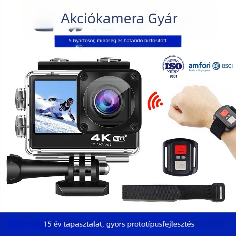 Fulijia F300AAT akciókamera 2,0 hüvelykes LCD-vel, 24 MP fotók és videók, memóriakártya tárhely, ABS test, 90 perc akkumulátor-élettartam