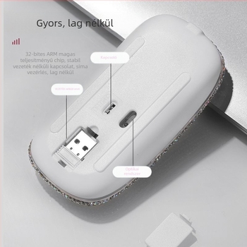 Gyémántokkal kirakott vezeték nélküli egér, elegáns dizájn, újratölthető, intelligens, univerzális kompatibilitás