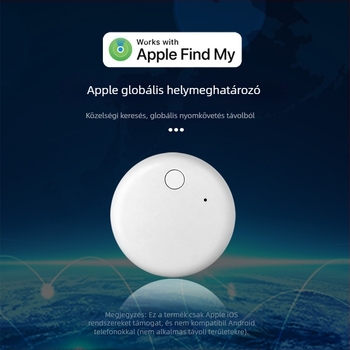 AirTag-kompatibilis nyomkövető F6 – 210 mAh akkumulátor, iOS-kompatibilitás, 9 g súly, ABS anyag