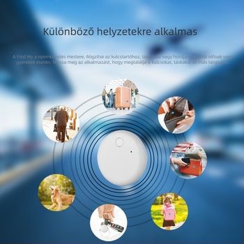 AirTag-kompatibilis nyomkövető F6 – 210 mAh akkumulátor, iOS-kompatibilitás, 9 g súly, ABS anyag